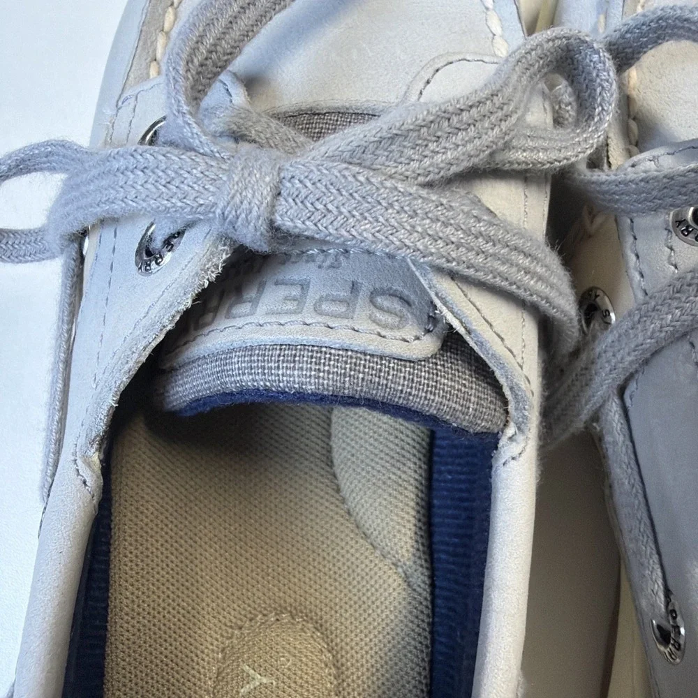 Sperry Top Sider Boat Shoes Womens 5 Gray Angelfish Linen Slip-On STS83598